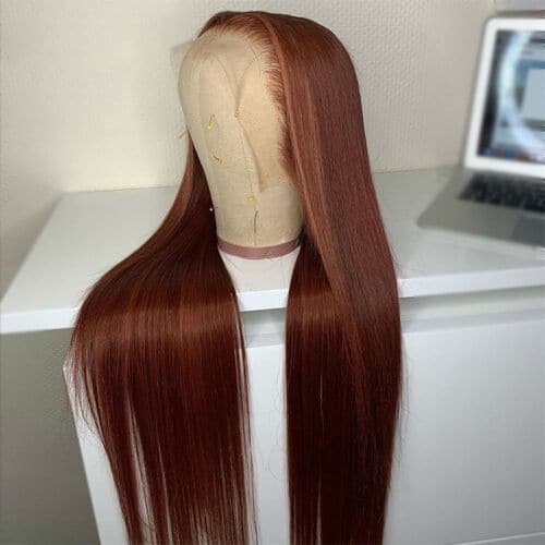 Sterly Reddish Brown Straight Human Hair Wigs 13x4/13x6 Lace Frontal Red Brown Wig