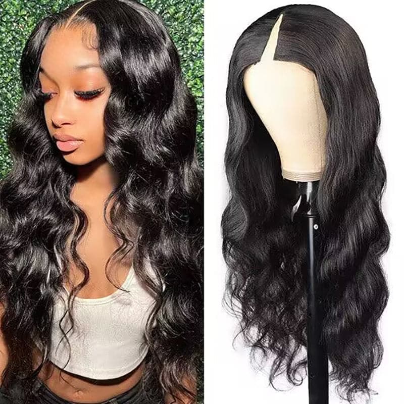250% Density Glueless V Part Body Wave Wigs Beginner Friendly Thin Part Drawstring Wig
