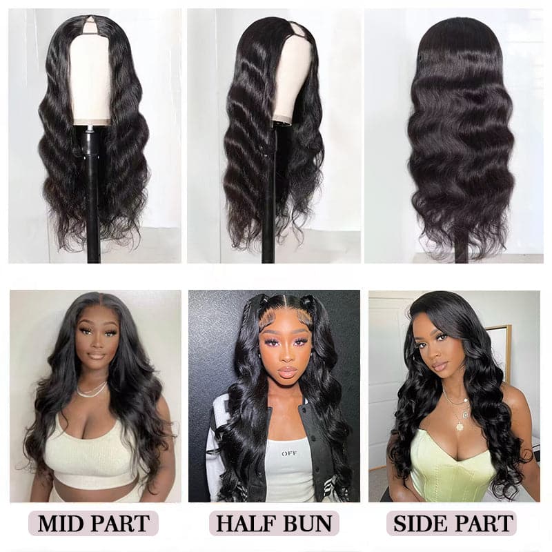 Beginner Friendly Free V Part Body Wave Wigs Glueless No Leave Out And No Sew In Human Hair Wigs
