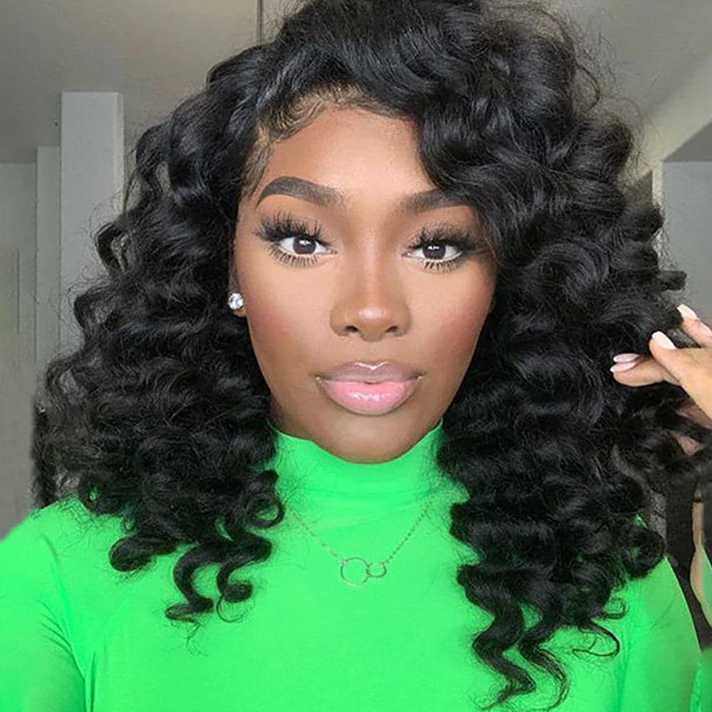 Perruques de cheveux humains Sterly Loose Wave 4×4 avec fermeture transparente HD pour femmes