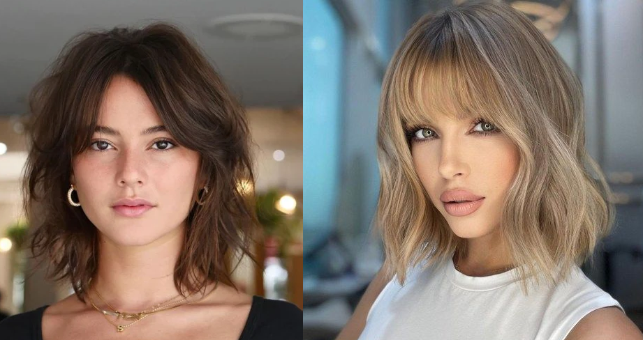 The Most Flattering Wavy Bob with Bangs