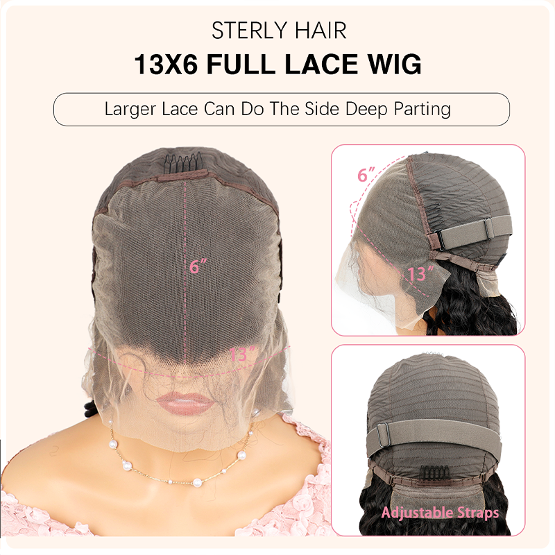 Premium Super Double Drawn Human Hair Wigs 13×6 Lace Frontal Deep Wave Wig 250% Density