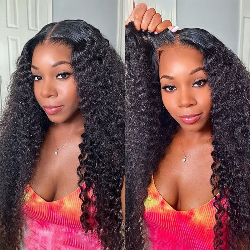 Deep Wave 6×4.5/7×5 Pre Cut Lace Wigs Pre-bleached Knots Wear Go Glueless Wig - sterlyhair