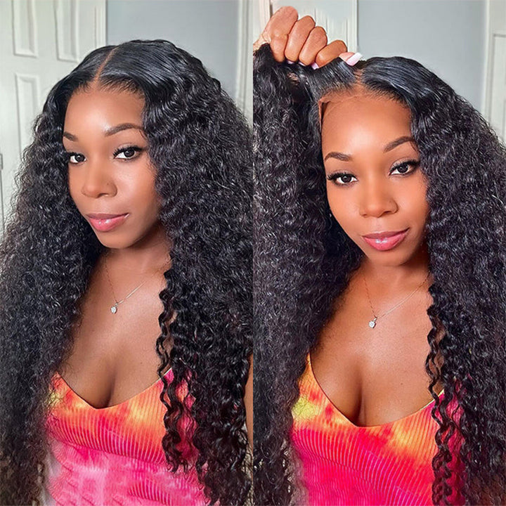 Deep Wave 6×4.5/7×5 Pre Cut Lace Wigs Pre-bleached Knots Wear Go Glueless Wig - sterlyhair