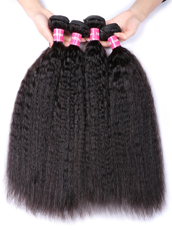 12A Bundles With Frontal | Kinky Straight Hair 3 Bundles with 13×4 Lace Frontal Human Hair Natural Color - sterlyhair