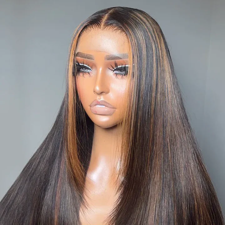 FB30 Balayage Raw Hair Super Double Drawn Layered 13×6 Straight Human Hair Wigs 250% Density - sterlyhair