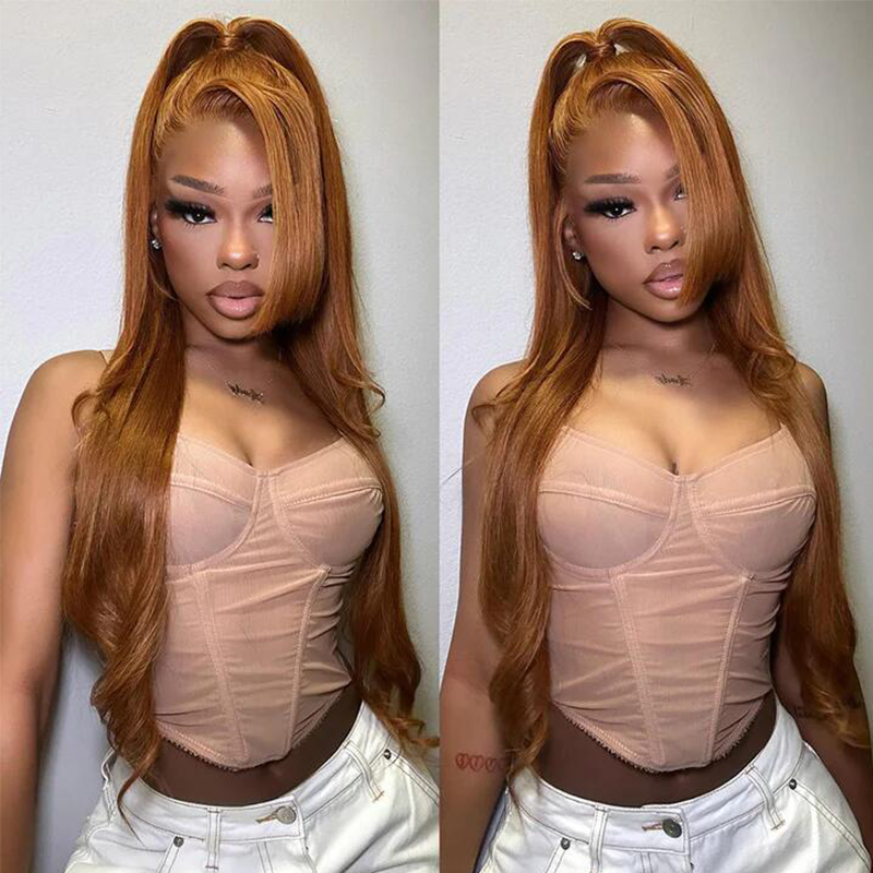 Sterly Ginger Blonde Colored 13x6 Transparent Lace Front Human Hair Wigs