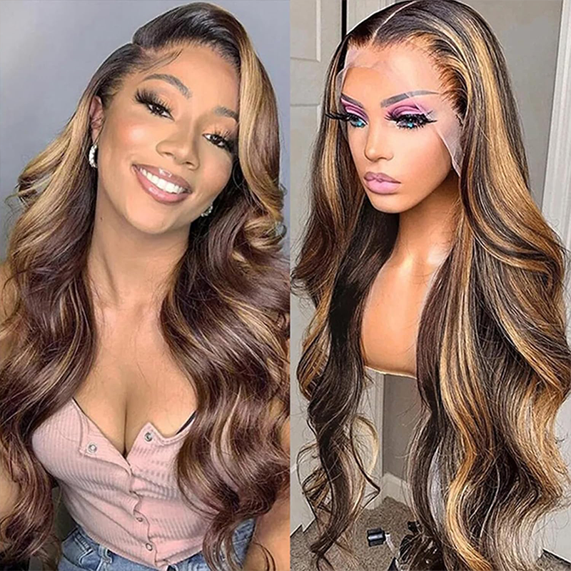 T1B/P4/27 Highlights Glueless 7×6 Real HD Lace Body Wave Hair Wig Ready To Go 100% Human Hair - sterlyhair