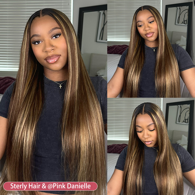 13×6 Full Lace Black Roots with 4/27 Highlight Wig Human Hair Wig - sterlyhair