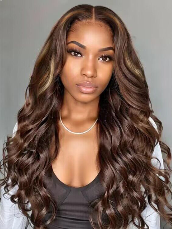 Beyon-Inspired | Blonde Brown Highlight Loose Body Wave Wig - sterlyhair
