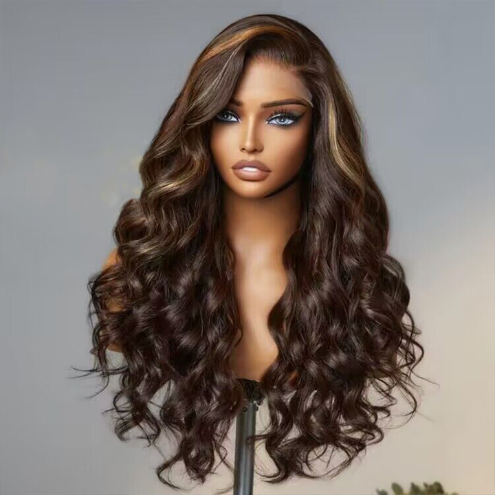 Beyon-Inspired | Blonde Brown Highlight Loose Body Wave Wig - sterlyhair