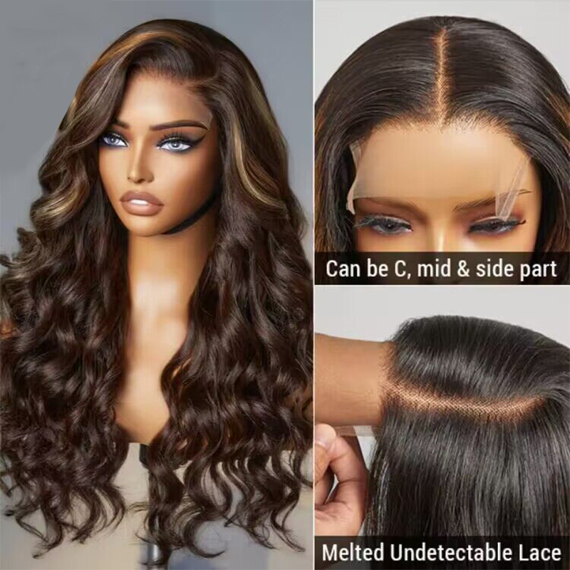 Beyon-Inspired | Blonde Brown Highlight Loose Body Wave Wig - sterlyhair
