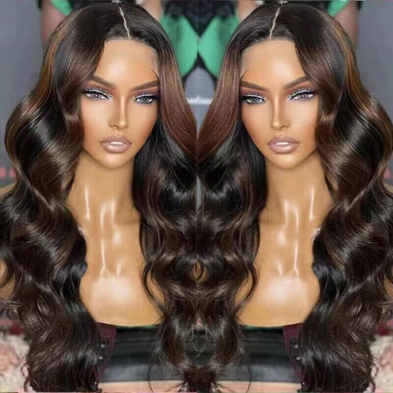 Brown Highlight Wigs Loose Body Wave Lace Front Wig P1B/