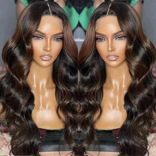 Brown Highlight Wigs Loose Body Wave Lace Front Wig P1B/#4 Colored Wigs - sterlyhair