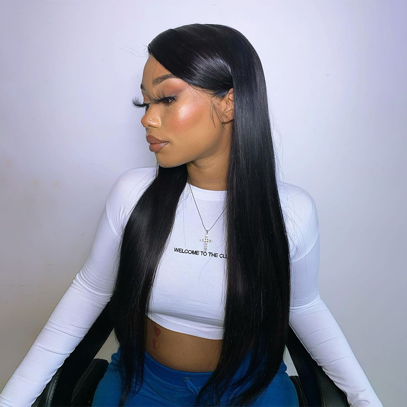 Straight Hair 3 Bundles With 13x6 Lace Frontal Remy Human Hair 4 Bundles With Lace Frontal