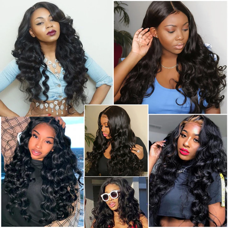 Sterly Loose Wave Hair Bundles Human Hair 3/4 /PCS With 13X6 Lace Frontal