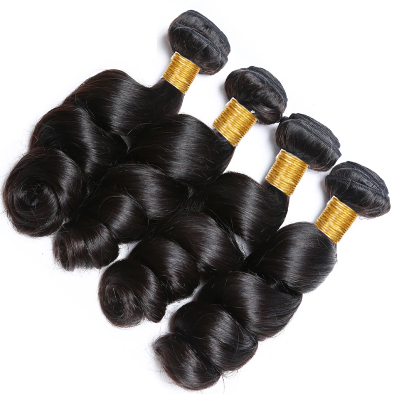 Sterly Loose Wave Hair Bundles Human Hair 3/4 /PCS With 13X6 Lace Frontal