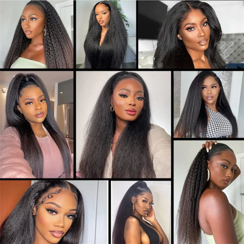 Sterly Kinky Straight Human Hair Bundles With 13x6 Lace Frontal