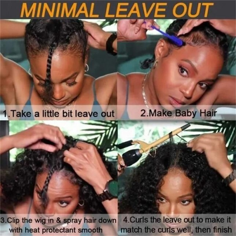 Left Side / Right Side / Middle Part V Part Wig Water Wave Human Hair No Leave Out Upgrade Wigs - sterlyhair