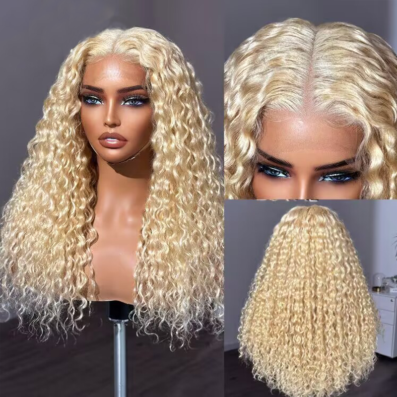 Sterly Hair 613 Blonde 13x6 /5×5 Water Wave Lace Front Wigs Long Blonde Glueless Wig 100% Human Hair