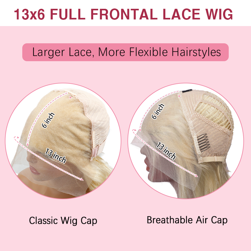 #613 Blonde 13x6 Full Frontal Lace Loose Body Wave Wigs 250% Density Breathable Wig