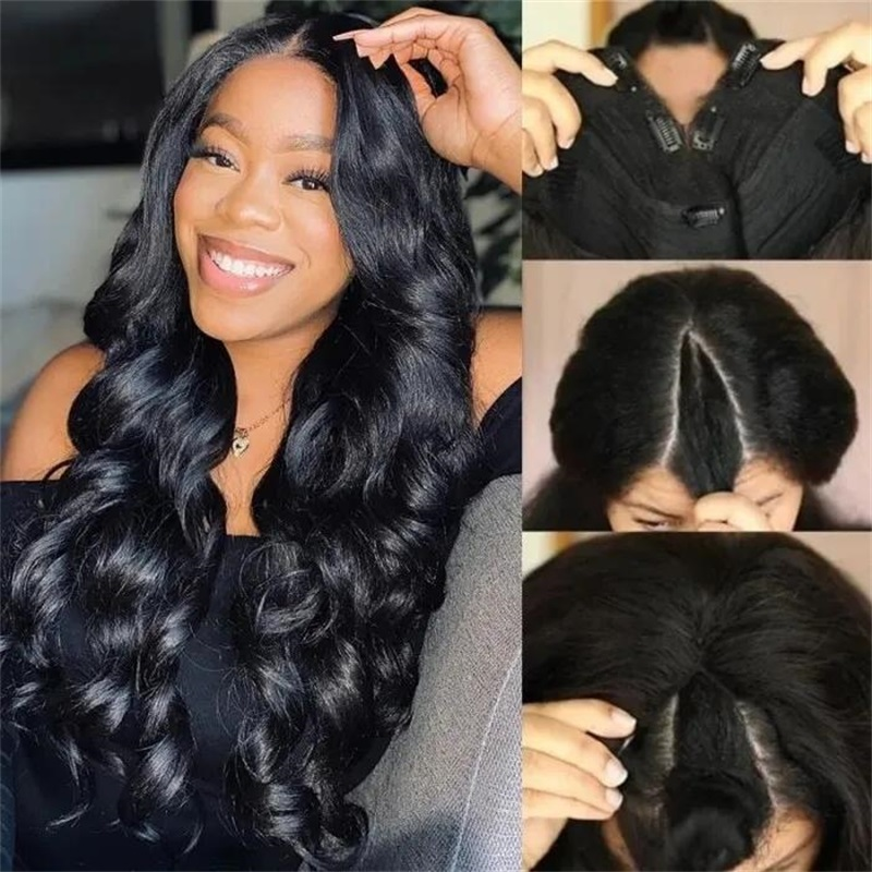 Glueless V Part Body Wave Wigs Beginner Friendly Thin Part Drawstring Wig - sterlyhair