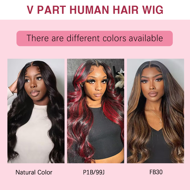 Glueless V Part Body Wave Wigs Beginner Friendly Thin Part Drawstring Wig - sterlyhair