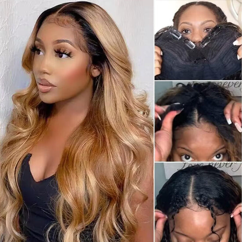 Glueless V Part Body Wave Wigs Beginner Friendly Thin Part Drawstring Wig - sterlyhair