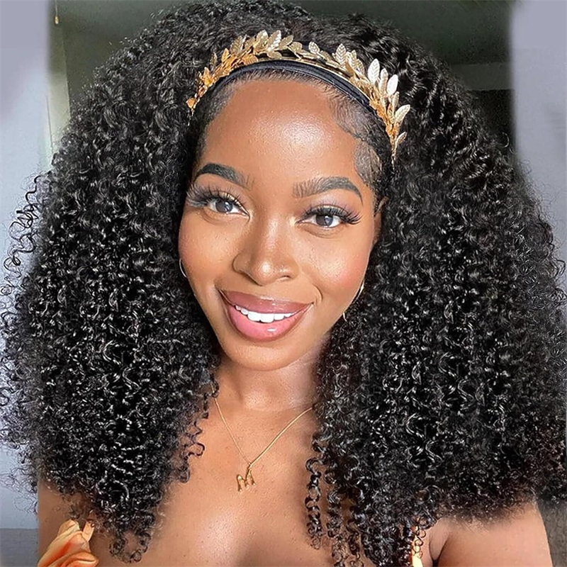 3c/4a Kinky Curly Headband Wig Human Hair Natural Curls Glueless Human Hair Wigs - sterlyhair
