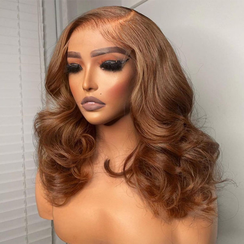 #6 Chestnut Brown Hair Wig Sterly Light Brown Body Wave Human Hair Wigs