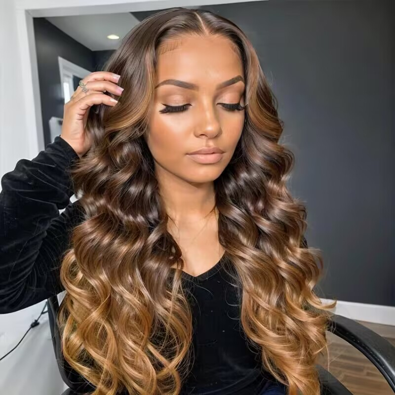 New Fabulous Beyon-Celebrity Style Glueless Ombre Color Loose Body Wave Wig