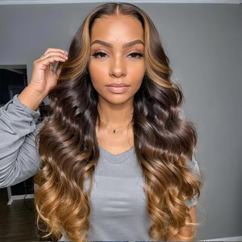 New Fabulous Beyon-Celebrity Style Glueless Ombre Color Loose Body Wave Wig