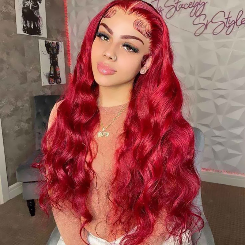 Sterly Red Lace Front Wigs Transparent Lace 13×4 Straight/Body Wave Human Hair Wigs For Women