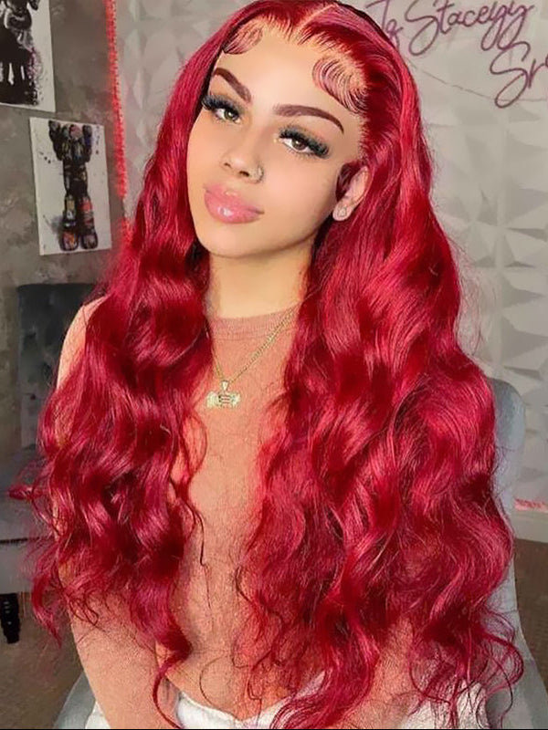 Sterly Red Lace Front Wigs Transparent Lace 13×6 Body Wave Human Hair Wigs For Women - sterlyhair