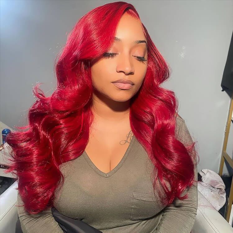 Sterly Red Lace Front Wigs Transparent Lace 13×6 Body Wave Human Hair Wigs For Women - sterlyhair