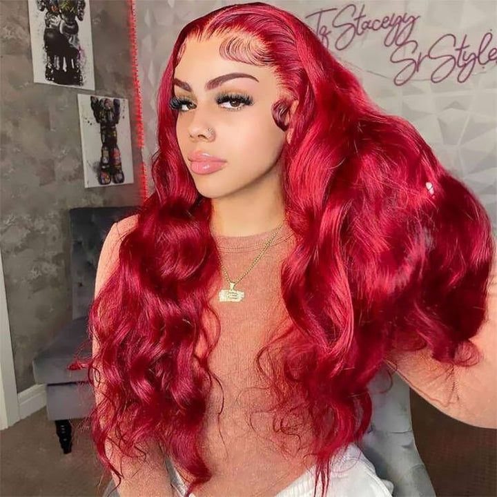 Sterly Red Lace Front Wigs Transparent Lace 13×6 Body Wave Human Hair Wigs For Women - sterlyhair