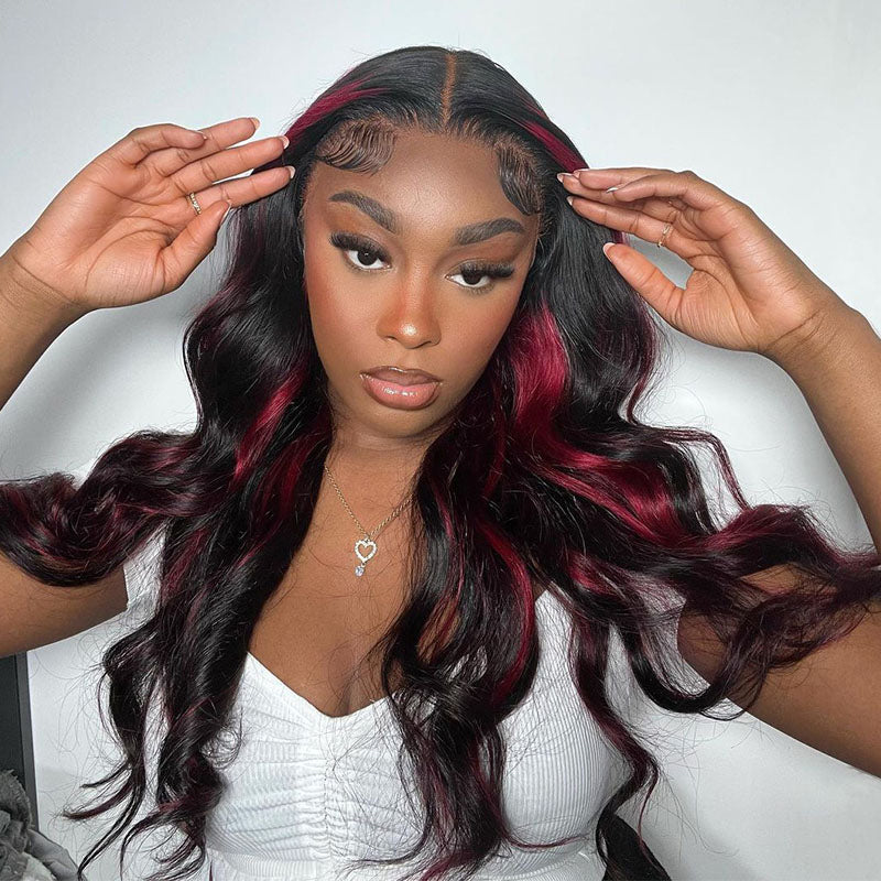 Sterly Burgundy Highlight Straight/Body Wave Wig P1B/99J Colored 13×6 Lace Frontal Wig
