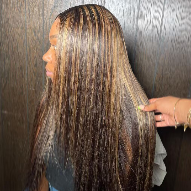 Sterly #FB30 Balayage Colored Highlight Wig Transparent Lace Straight Frontal Wigs - sterlyhair