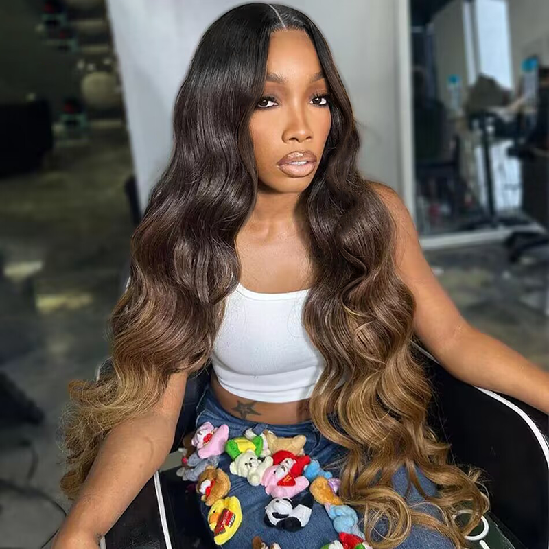 T1B/T2/6 Ombre Brown Colored Wigs 13×6 Full Lace Body Wave Lace Frontal Wig