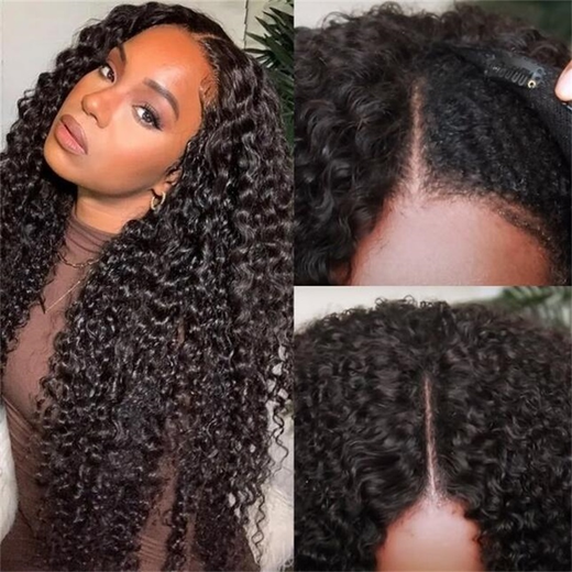 New Updated No Leave Out No Lace No Glue Culry V Part Drawstring Wig - sterlyhair