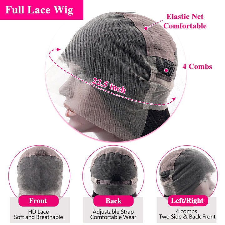 Straight Full Lace Human Hair Wig Sterly 100% Human Hair Wigs 180% Density - sterlyhair