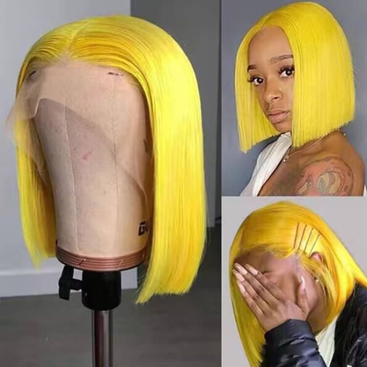 Sterly Yellow Wig Straight Short Bob Human Hair - sterlyhair
