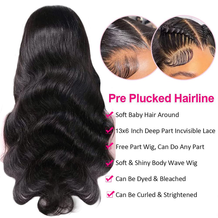 16-34inch Affordable Sterly 13x6 Transparent Lace Body Wave Front Wigs - sterlyhair