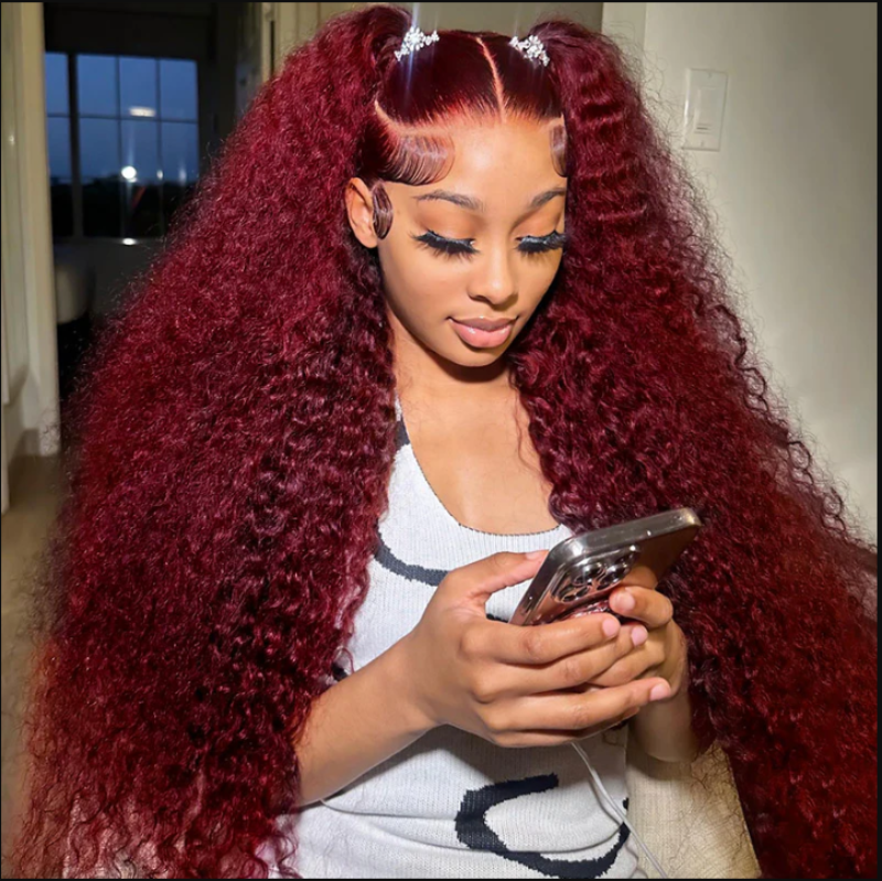 #99J Burgundy Deep Wave Wig Sterly 13×6 Full Lace Frontal Human Hair Wigs - sterlyhair