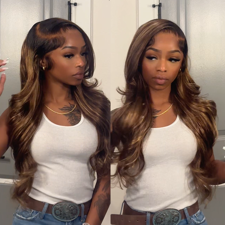 13×6 Full Lace Black Roots with 4/27 Highlight Wig Human Hair Wig - sterlyhair