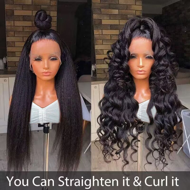 Yaki -Straight Full Lace Human Hair Wig Sterly 100% Human Hair Wigs