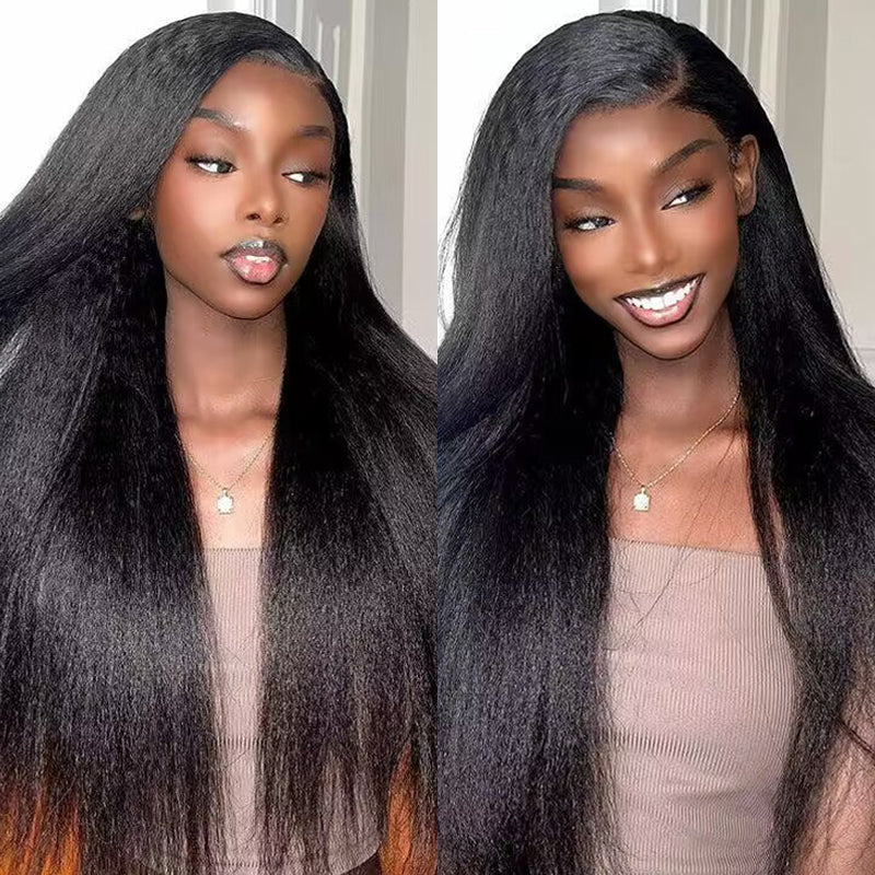 Sterly Wear And Go Glueless Wigs Yaki -Straight 13×6 HD Transparent Lace Human Hair Wigs - sterlyhair