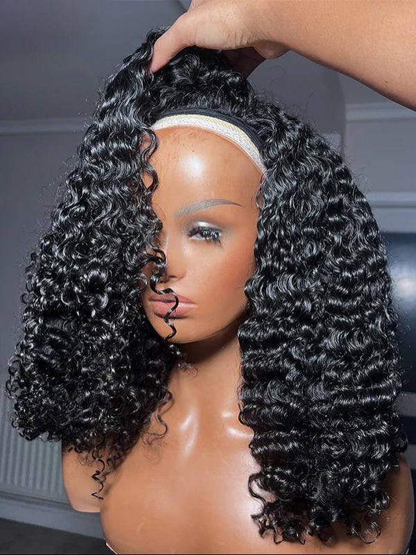 Burmese Curly 3-In-1 Half Wig Glueless Install with Drawstring Beginner Friendly - sterlyhair