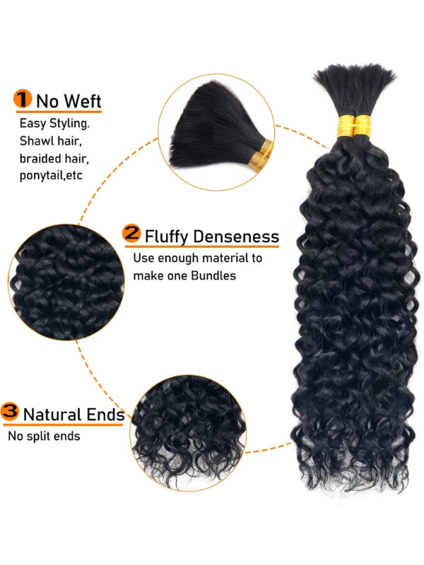 Sterly Water Wave Bulk Human Hair For Braiding No Weft 100g (1 Pack-2 Bundle 50g) - sterlyhair