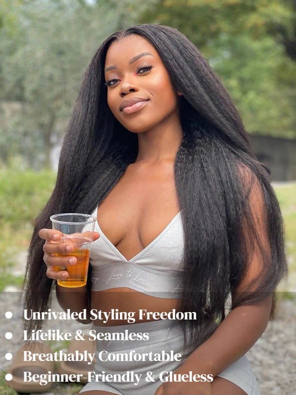 Sterly Glueless 7x6 HD Lace Wig Kinky Straight Lace Front Wigs Human Hair - sterlyhair